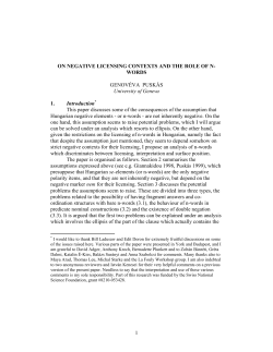 1 ON NEGATIVE LICENSING CONTEXTS AND THE ROLE OF N