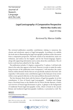 Legal Lexicography: A Comparative Perspective Reviewed by