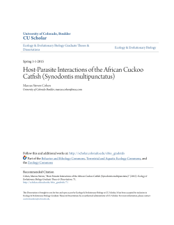 Host-Parasite Interactions of the African Cuckoo Catfish