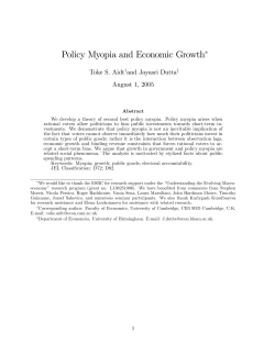 Policy Myopia and Economic Growth