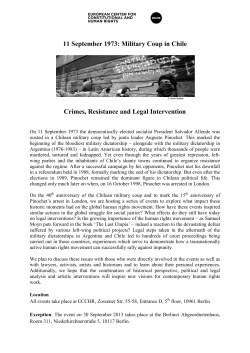 11 September 1973: Military Coup in Chile Crimes, Resistance and