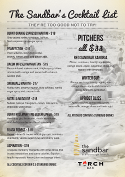 The Sandbar`s Cocktail List - Sandbar | Scarborough Beach