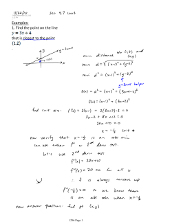 Examples: 1. Find the point on the line that is closest to the point .