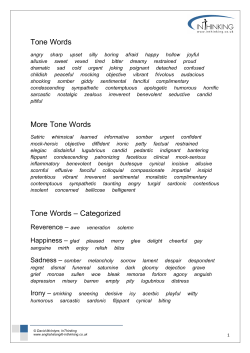 Tone Words More Tone Words Tone Words &ndash; Categorized