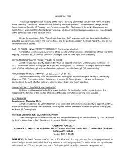 JANUARY 4, 2017 The annual reorganization meeting of the Hope