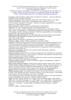 Principles of agricultural and resource economics Course Outline