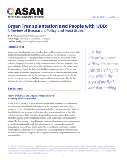 Organ Transplantation and People with I/DD