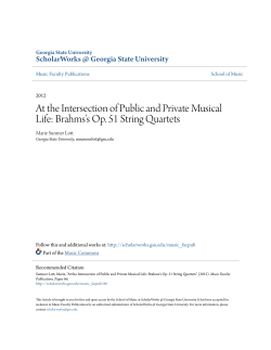 At the Intersection of Public and Private Musical Life: Brahms`s Op