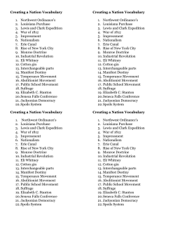 Creating a Nation Vocabulary 1. Northwest Ordinance`s 2. Louisiana