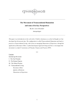 The Movement of Transcendental Humanism and some of its Key