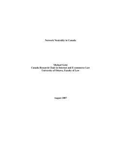 Network Neutrality in Canada Michael Geist Canada Research