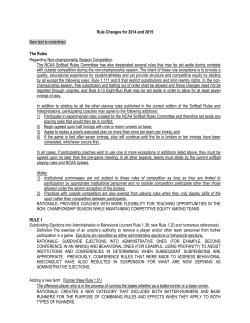Rule Changes for 2014 and 2015