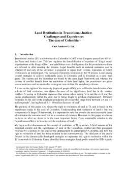 Land Restitution in Transitional Justice: Challenges and