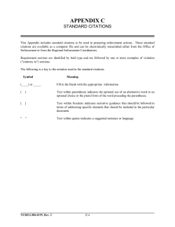Appendix C Standard Citations for Enforcement Actions