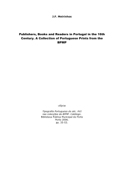 Publishers, Books and Readers in Portugal in the 16th Century. A
