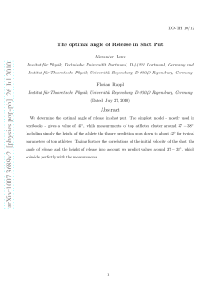 The optimal angle of Release in Shot Put