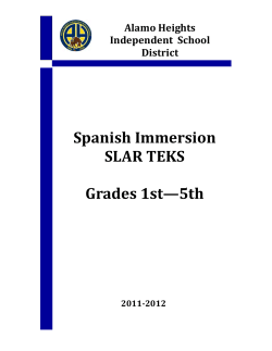 Spanish Immersion SLAR TEKS Grades 1st&mdash;5th