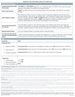 Important Cost Information about our Credit Card Interest Rates and