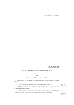 the sugar cess (amendment) bill, 2015