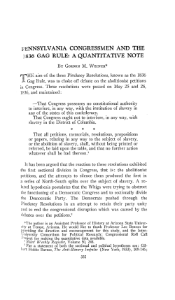 PENNSYLVANIA CONGRESSMEN AND THE :0 836 GAG RULE: A