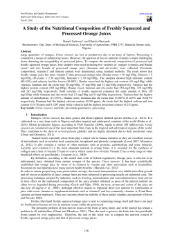 A Study of the Nutritional Composition of Freshly