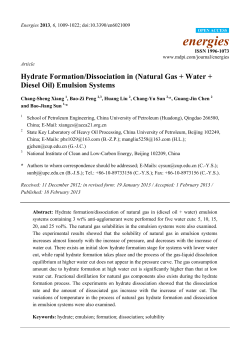 Hydrate Formation/Dissociation in (Natural Gas + Water + Diesel Oil