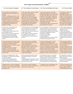 The Stranger and Existentialism: RUBRIC