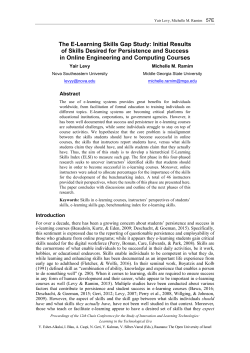 The E-Learning Skills Gap Study: Initial Results of Skills Desired for