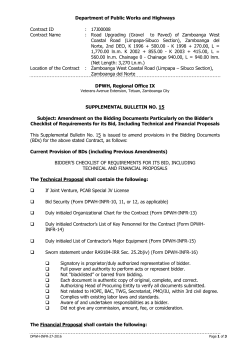 Supplemental Bulletin No. 15 for Contract ID No. 17J00008