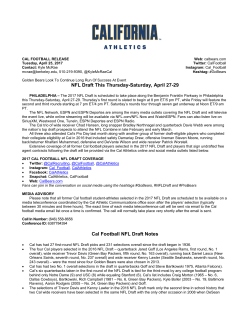 NFL Draft This Thursday-Saturday, April 27