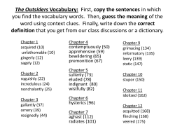 The Outsiders Vocabulary: First, copy the sentences in which you