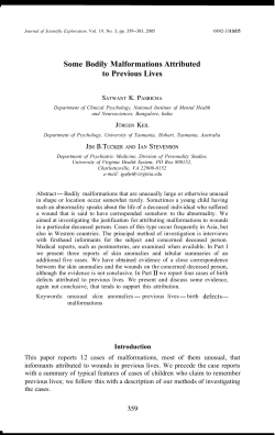 Some Bodily Malformations Attributed to Previous Lives