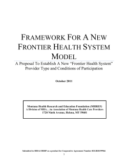 Frontier Health System Model - National Organization of State