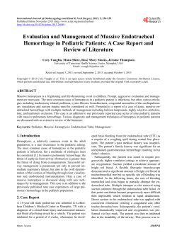 Evaluation and Management of Massive Endotracheal Hemorrhage