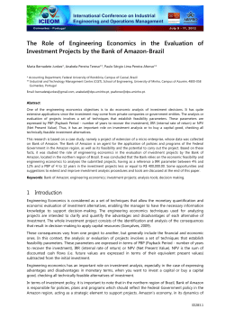 The Role of Engineering Economics in the Evaluation of Investment