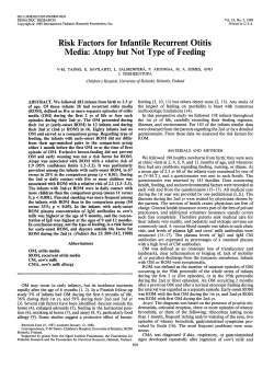 Risk Factors for Infantile Recurrent Otitis Media: Atopy but