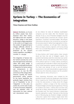 Syrians in Turkey &ndash; The Economics of Integration