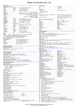 MySQL 5.6 Cheatsheet (vers. 1.0)