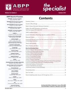 The Specialist Summer 2015 - American Board of Professional