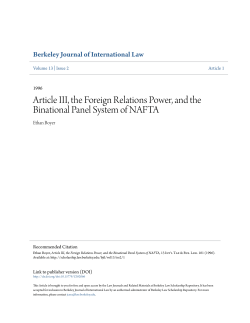 Article III, the Foreign Relations Power, and the Binational Panel