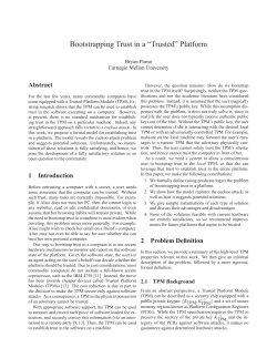 Bootstrapping Trust in a &ldquo;Trusted&rdquo; Platform