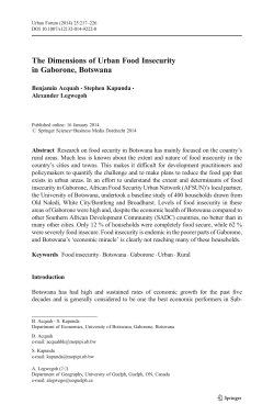 The Dimensions of Urban Food Insecurity in Gaborone, Botswana