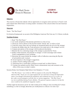 lesson #1: The War Prayer - Mark Twain House