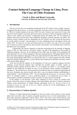 Contact-Induced Language Change in Lima, Peru