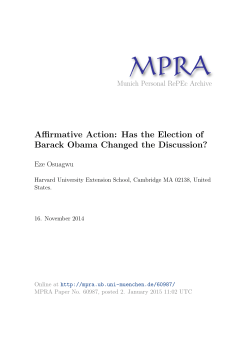 Affirmative Action: Has the Election of Barack Obama Changed the