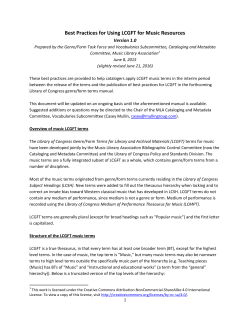 Best Practices for Using LCGFT for Music Resources