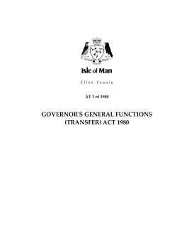 Governor`s General Functions (Transfer) Act 1980
