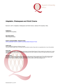 Adaptation, Shakespeare and World Cinema - Pure