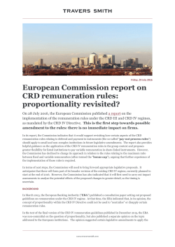 European commission report on application of CRD