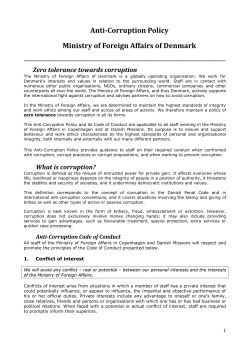Anti-Corruption Policy Ministry of Foreign Affairs of Denmark